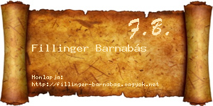 Fillinger Barnabás névjegykártya