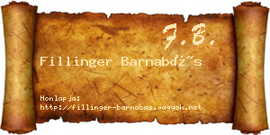 Fillinger Barnabás névjegykártya